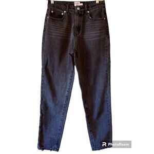 Princess Polly Denim High Rise Cropped Jeans Washed Black Size 4